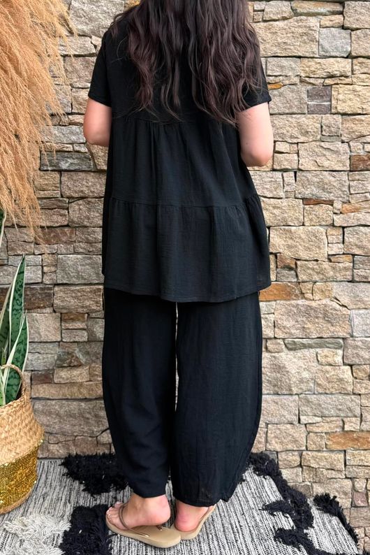 Lina Linen Blend Smock Over Shirt Black